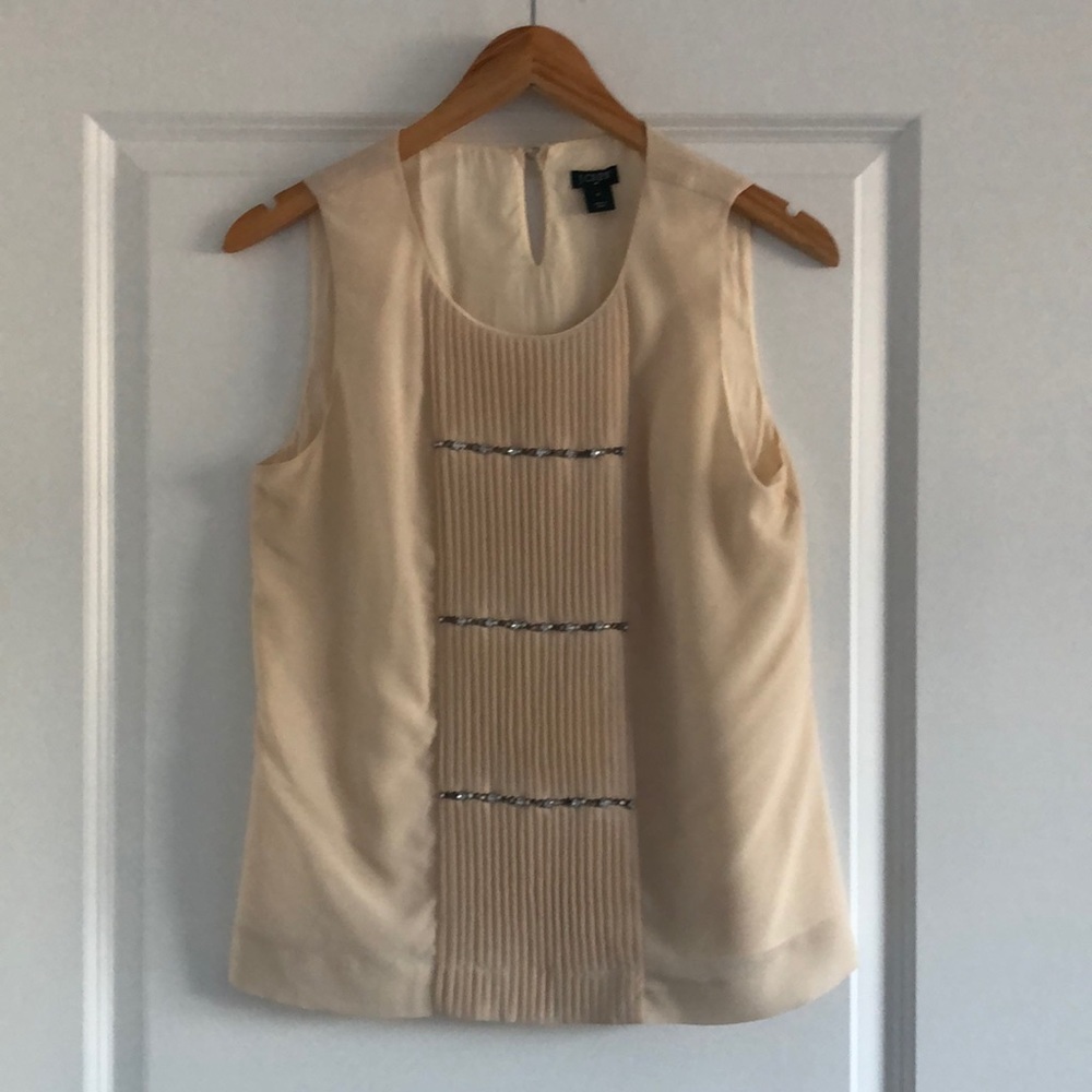 Cream sleeveless J.Crew blouse with embellishments